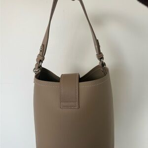 Taupe Leather Bucket Bag